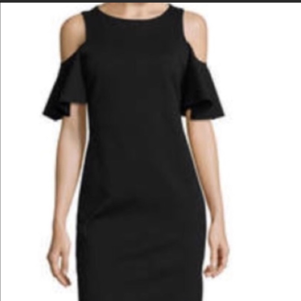Libby Edelman dress w/open shoulder/flare sleeve